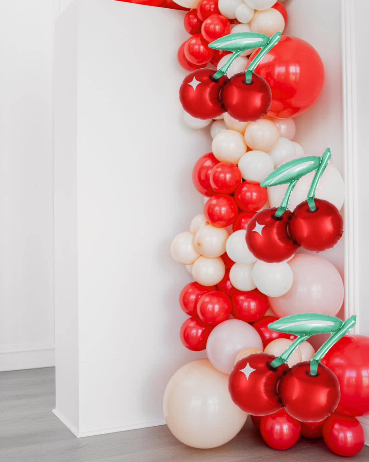 Cherry On Top DIY Kit Party Balloon Garland Arch Red Retro White Cherry Foil First Birthday Bridal Shower Balloon Arch D