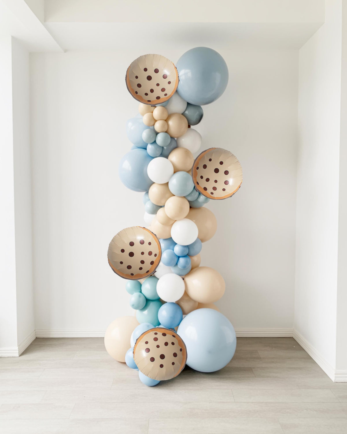 Milk And Cookies Balloons DIY Kit Party Garland Arch White Sand Blue Fog Cookie Foils Dessert Theme Baby Shower Birthday