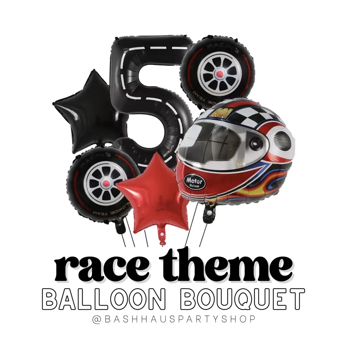 Fast Five Balloon Bouquet DIY Kit Party Balloon Garland Arch Race Car Red Black Foil Number Star Helmet Tire Birthday De