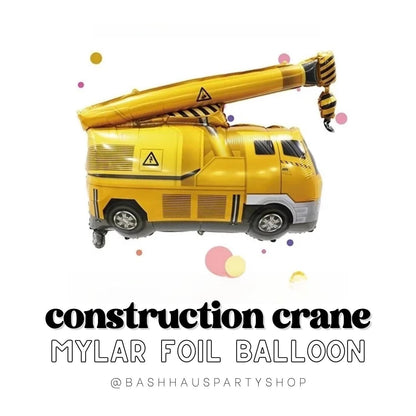 DIY Party Balloons Crane Construction Vehicle Foil Birthday Decorations Work Zone Theme Kids Boys Girls Caution Tape Har
