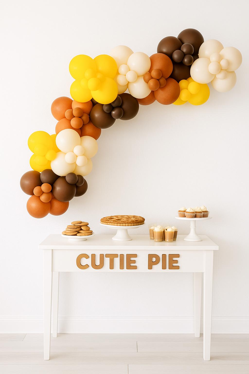 Cutie Pie Baby Shower Balloons Burnt Orange Dark Brown White Sand Goldenrod DIY Kit Party Balloon Garland Arch Thanksgiv