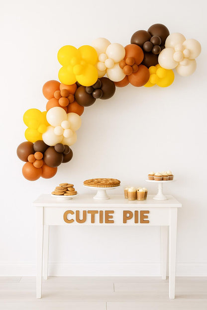 Cutie Pie Baby Shower Balloons Burnt Orange Dark Brown White Sand Goldenrod DIY Kit Party Balloon Garland Arch Thanksgiv