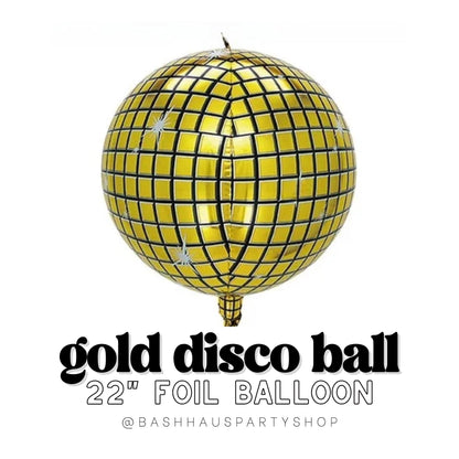Gold Disco Ball Foil Balloon 22 Inch Disco Party Decor Birthday Bachelorette Glam Dance Party Retro 70s Groovy New Years