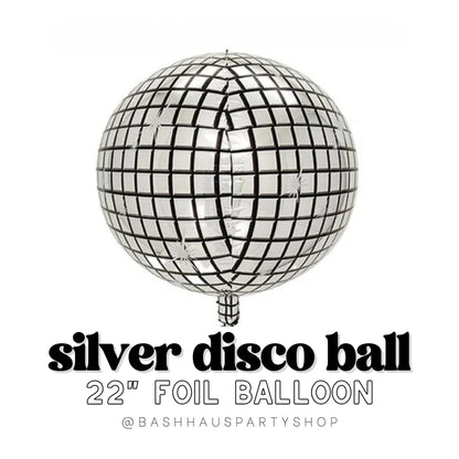 Silver Disco Ball Foil Balloon 22 Inch Mirror Ball Disco Party Decor Bachelorette New Years Eve Dance Party Retro 70s Ph