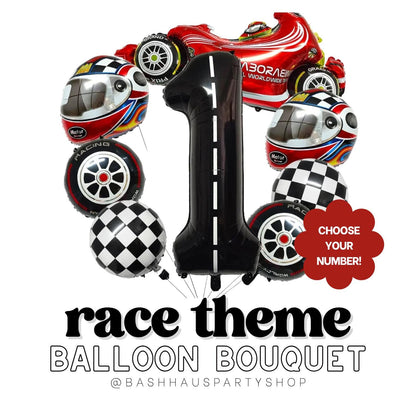 Race Theme Bouquet Checkered Flag Grand Prix Birthday Racing Car Finish Line Trophy Pit Stop Speedway First Lap Need Fou