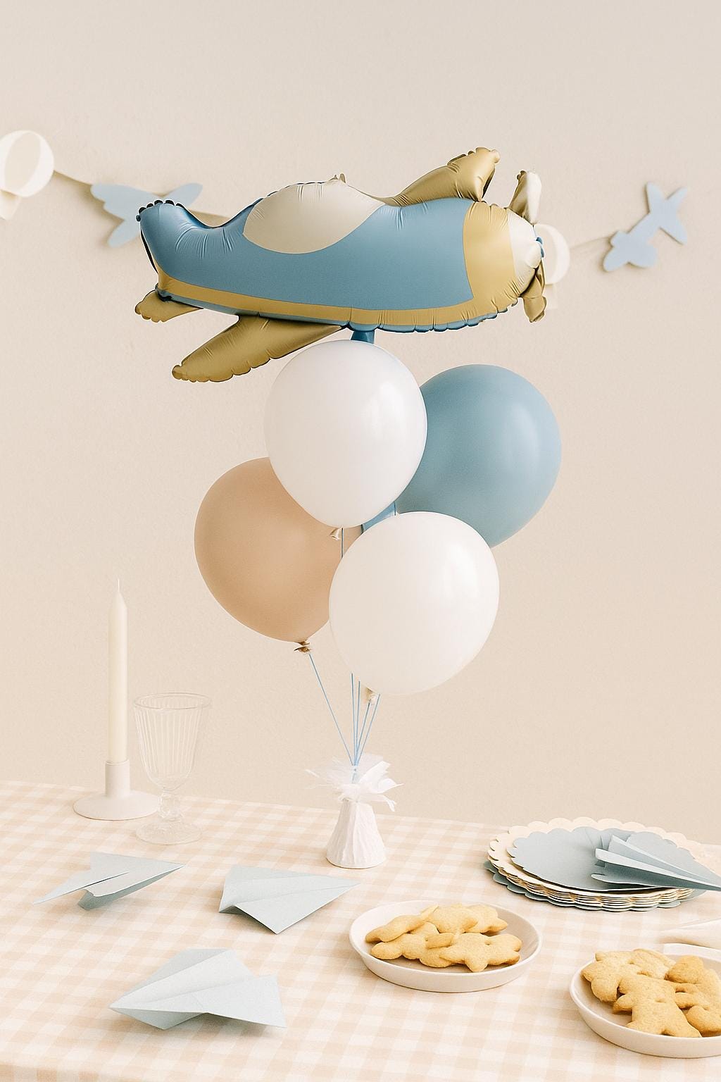 Time Flies First Birthday  Party Balloon Garland Arch Airplane Cloud Theme Travel Decor Boy