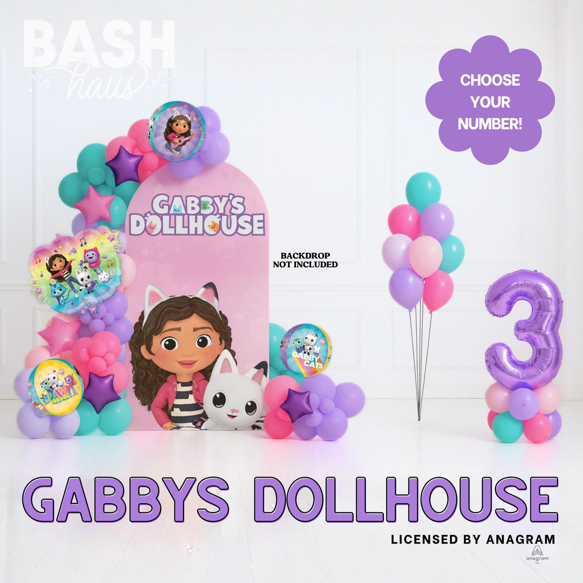 Gabbys Dollhouse DIY Kit Party Balloon Garland Arch Licensed By Anagram Berry Macaroon Purple Pink Aquamarine Blossom Fo