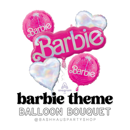 Barbie Bouquet DIY Licensed Anagram Party Balloons Pink HotPink RoseGold Metallic Birthday Decorations Girly Doll Theme 