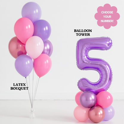 Music Hunters K Pop Birthday Party Decorations DIY Kit Balloon Bouquet Lavender Macaroon Mirror Pink Purple Pixie Tower 