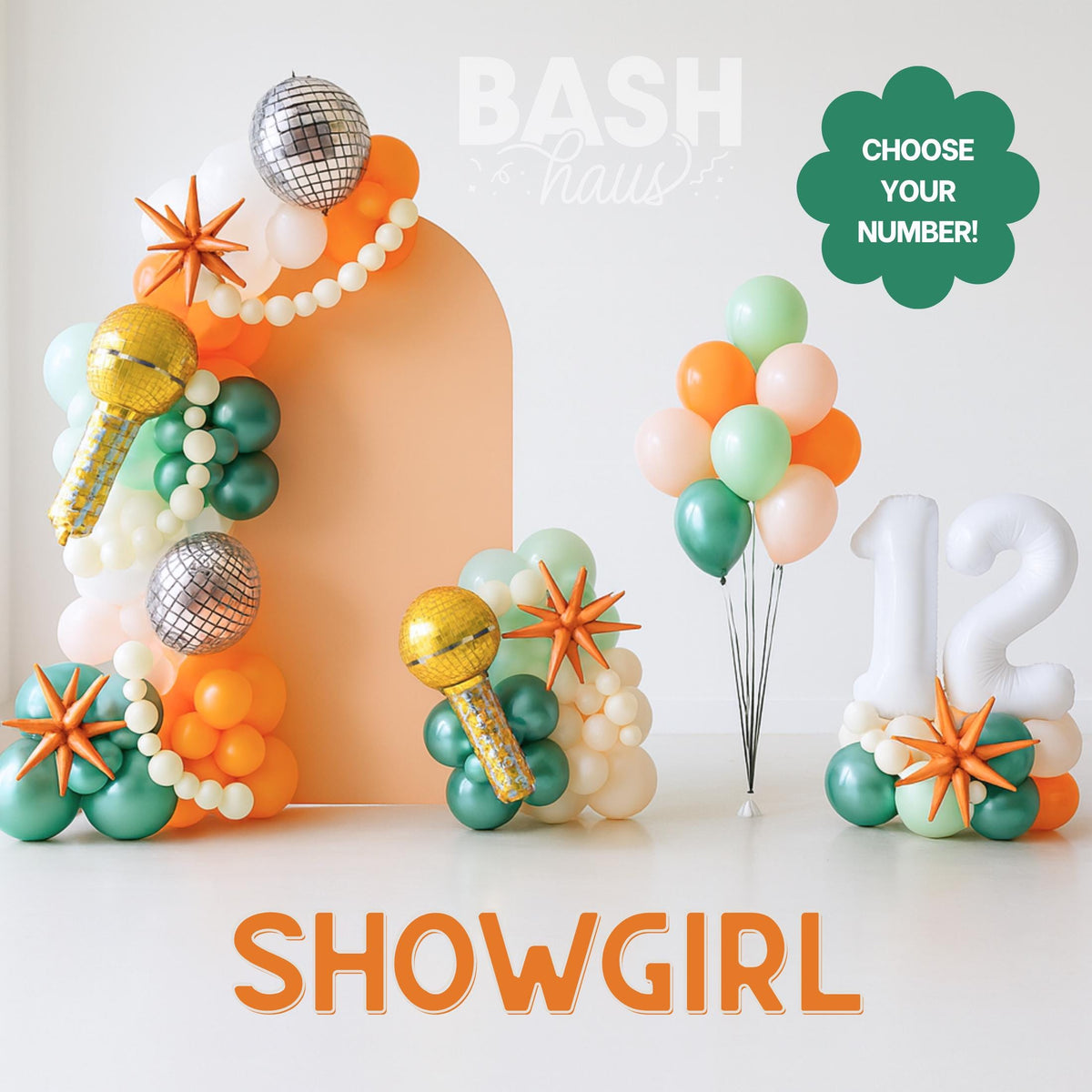 Showgirl Birthday Party Decorations Balloon Garland Kit Bachelorette DIY Arch EmpowerMint Orange Pearl White Chrome Gree