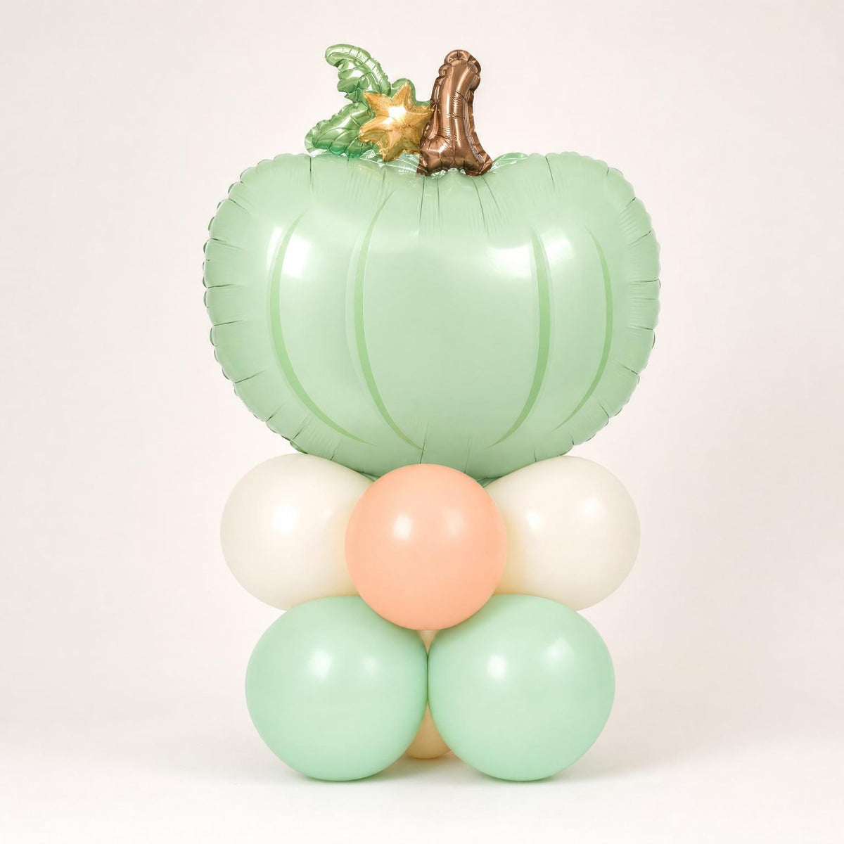 A Little Pumpkin Is On The Way balloon tower: 8 latex balloons topped with a Pumpkin foil