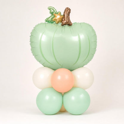 A Little Pumpkin Is On The Way balloon tower: 8 latex balloons topped with a Pumpkin foil