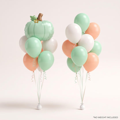 A Little Pumpkin Is On The Way foil balloon bouquet and latex-only balloon bouquet