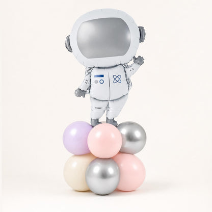 Pink Space Astronaut balloon tower: 8 latex balloons topped with an Astronaut foil