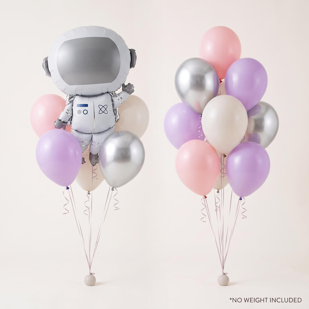 Pink Space Astronaut foil balloon bouquet and latex-only balloon bouquet