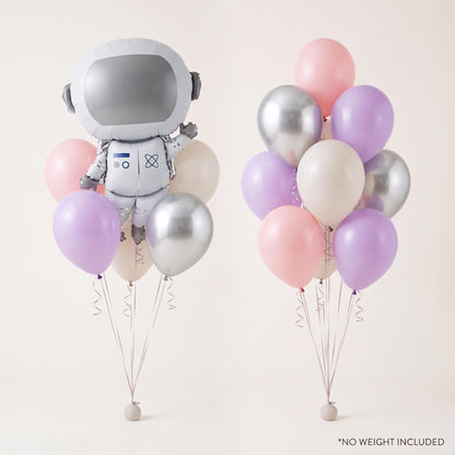 Pink Space Astronaut foil balloon bouquet and latex-only balloon bouquet