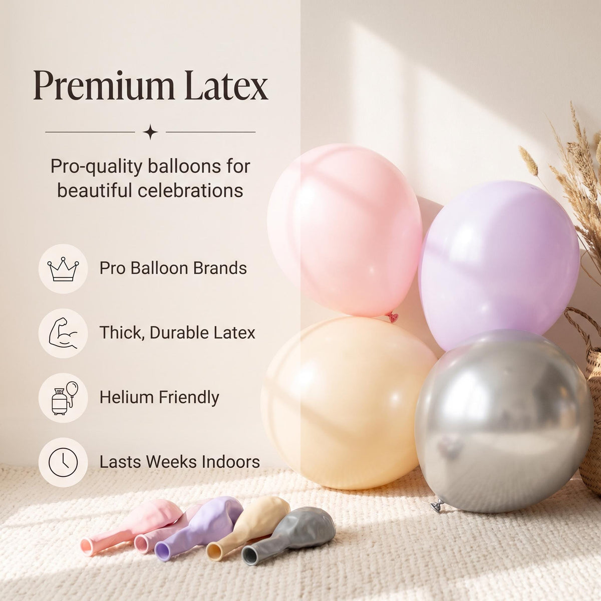 Premium latex balloons in the Pink Space Astronaut kit colors