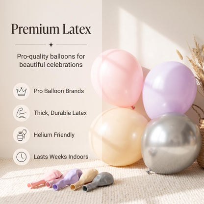 Premium latex balloons in the Pink Space Astronaut kit colors