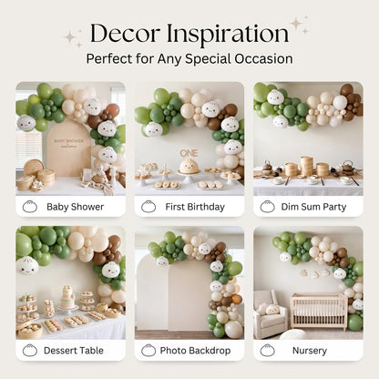 Six ways to style the Our Little Dumpling (Matcha) balloon garland