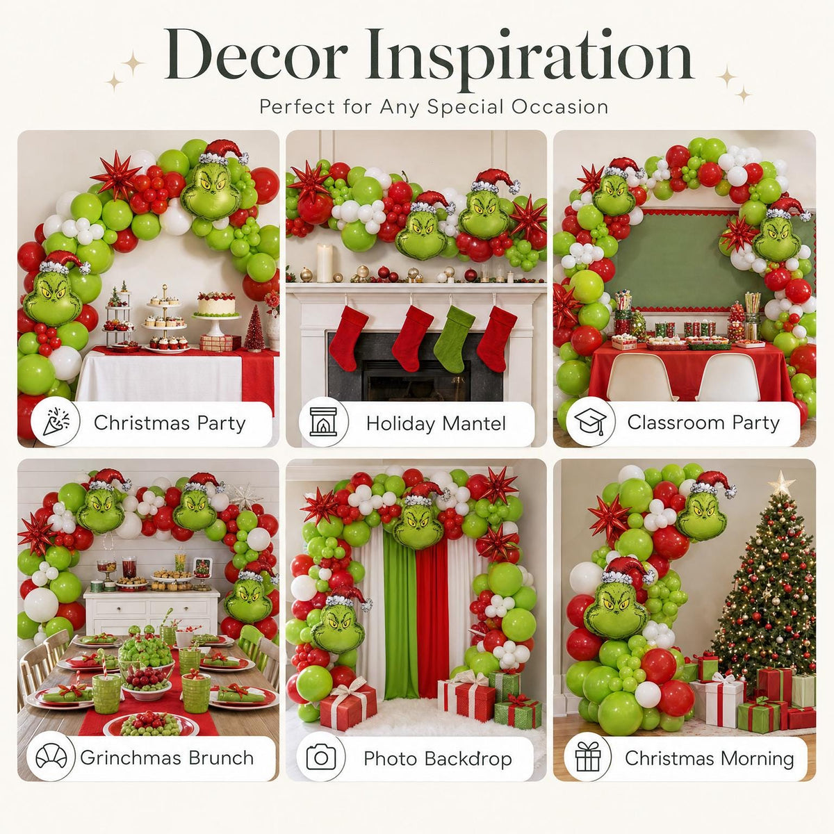 Six ways to style the Grinchmas Red & White (Licensed) balloon garland