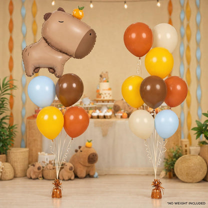 Chill Capybara foil balloon bouquet and latex-only balloon bouquet