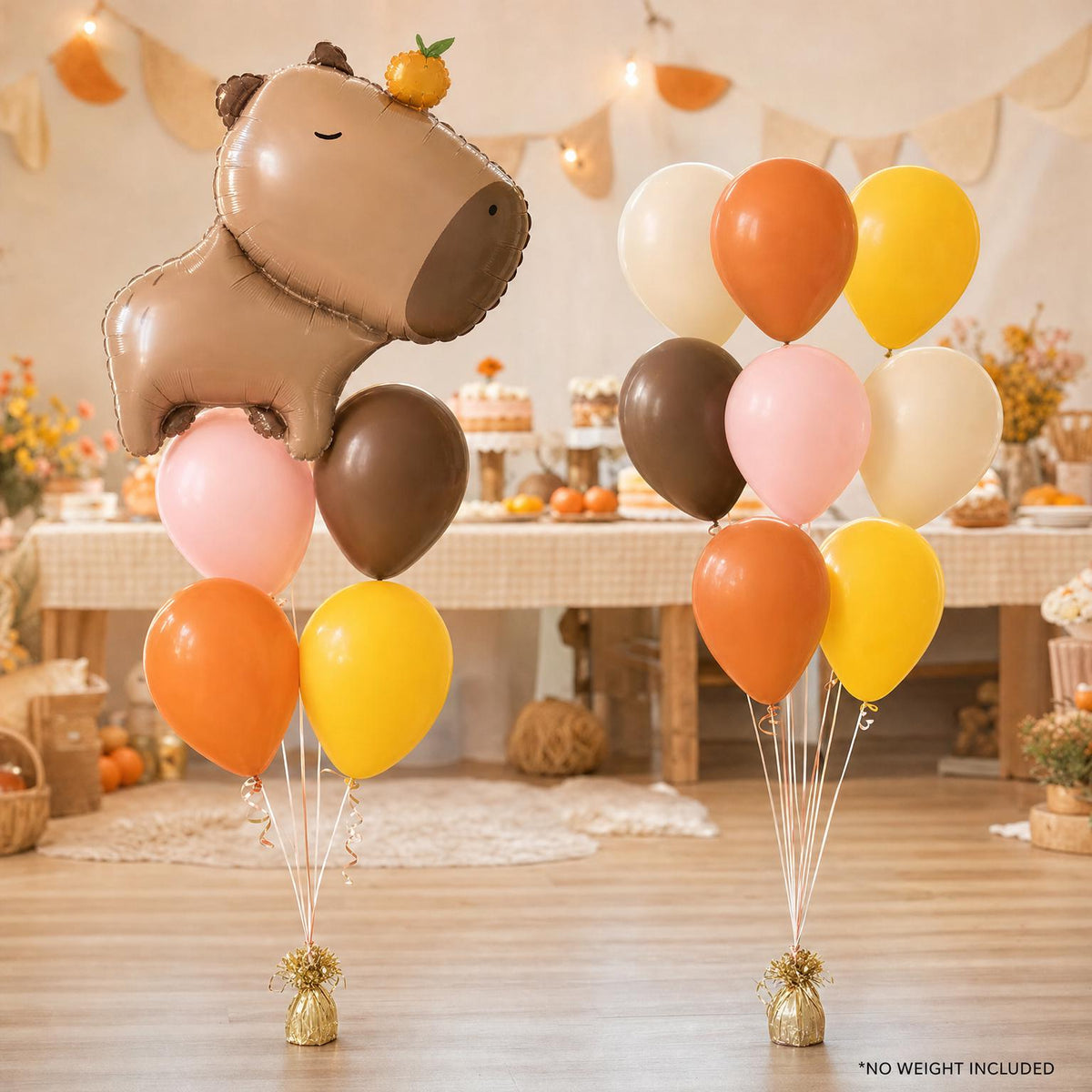 Chill Capybara (Pink Daisy) foil balloon bouquet and latex-only balloon bouquet
