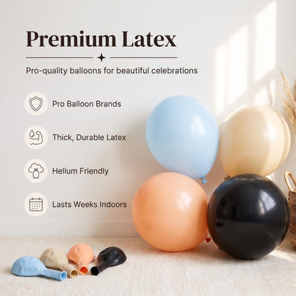 Premium latex balloons in the One Spooky Dude kit colors