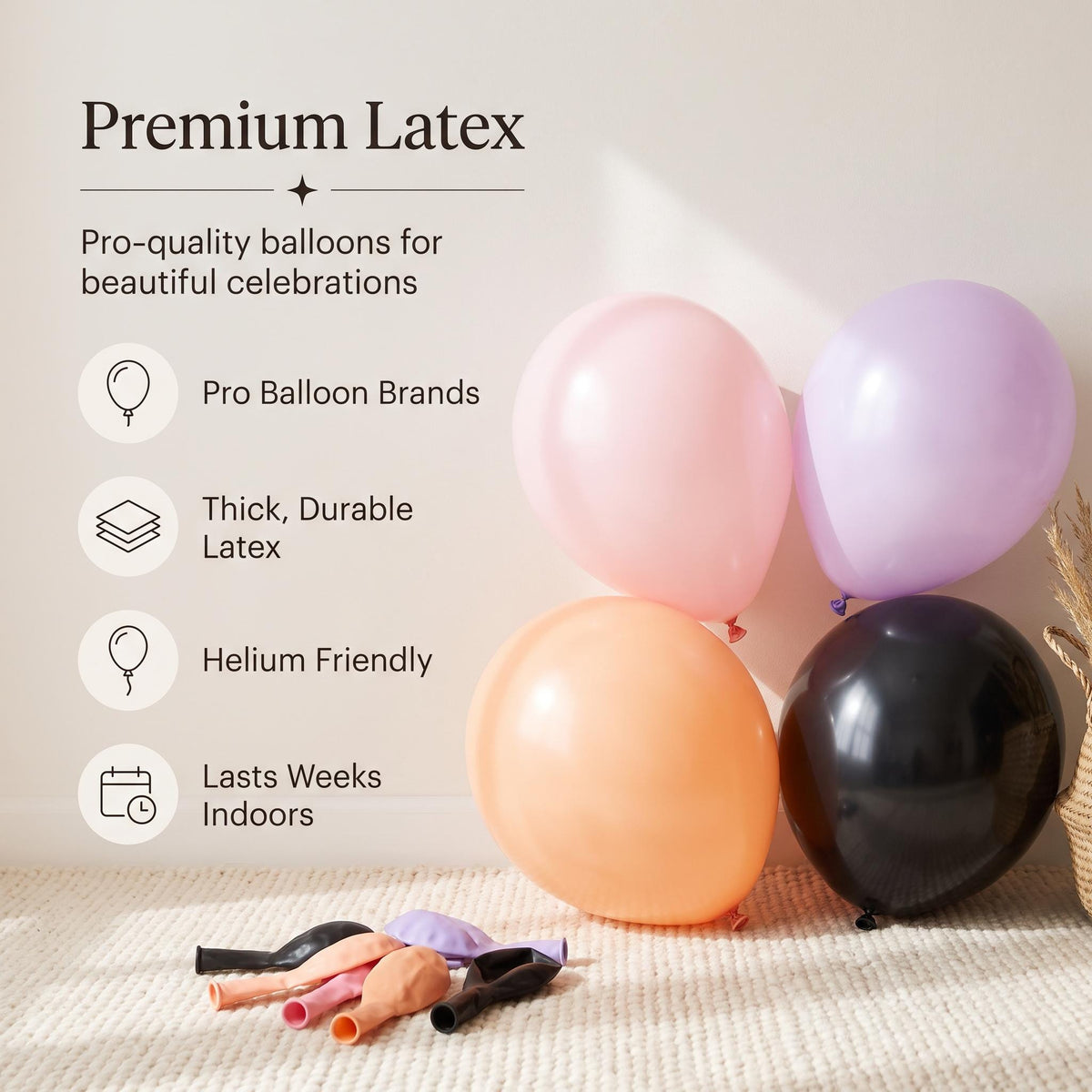 Premium latex balloons in the Spooky One kit colors