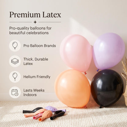 Premium latex balloons in the Spooky One kit colors