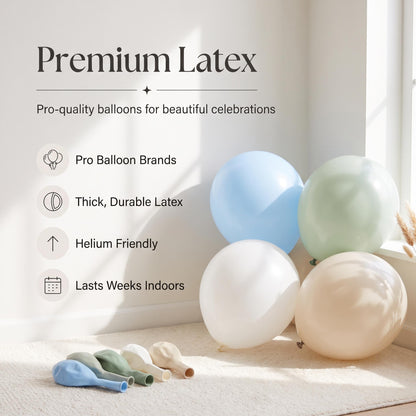 Premium latex balloons in the One Silly Goose (Blue) kit colors
