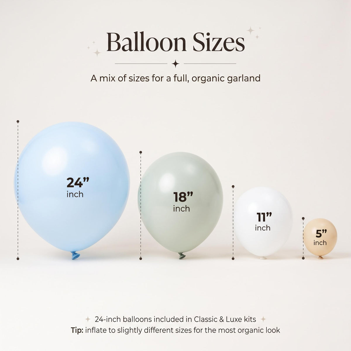 24, 18, 11 and 5 inch balloons in the One Silly Goose (Blue) kit colors