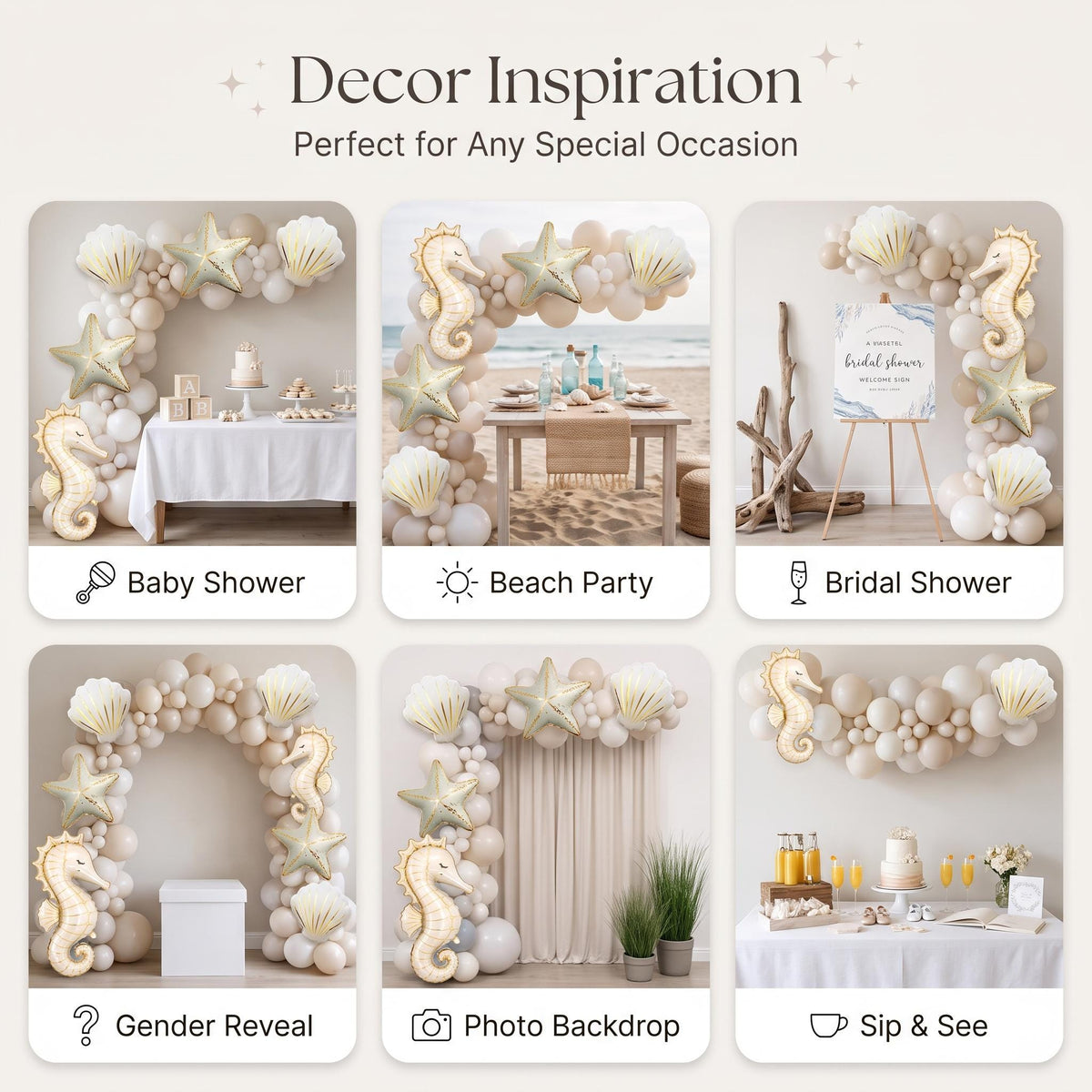 Six ways to style the Sea You Soon (Neutral) balloon garland