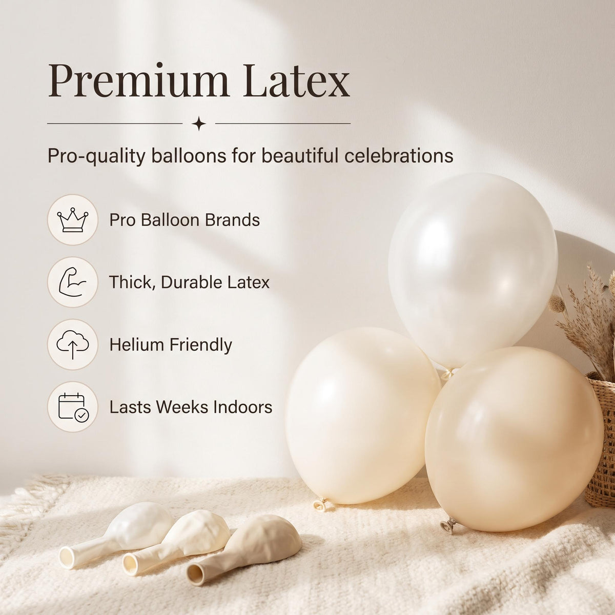 Premium latex balloons in the Sea You Soon (Neutral) kit colors