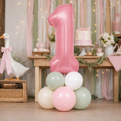One Silly Goose (Pink) balloon tower: 8 latex balloons topped with a Pink Goose foil