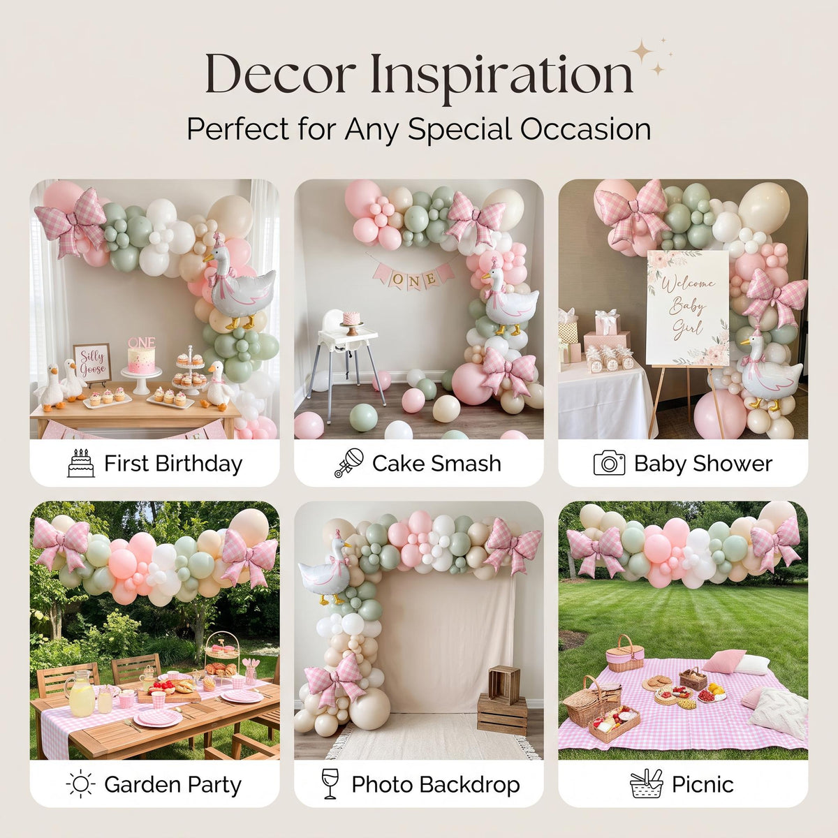 Six ways to style the One Silly Goose (Pink) balloon garland