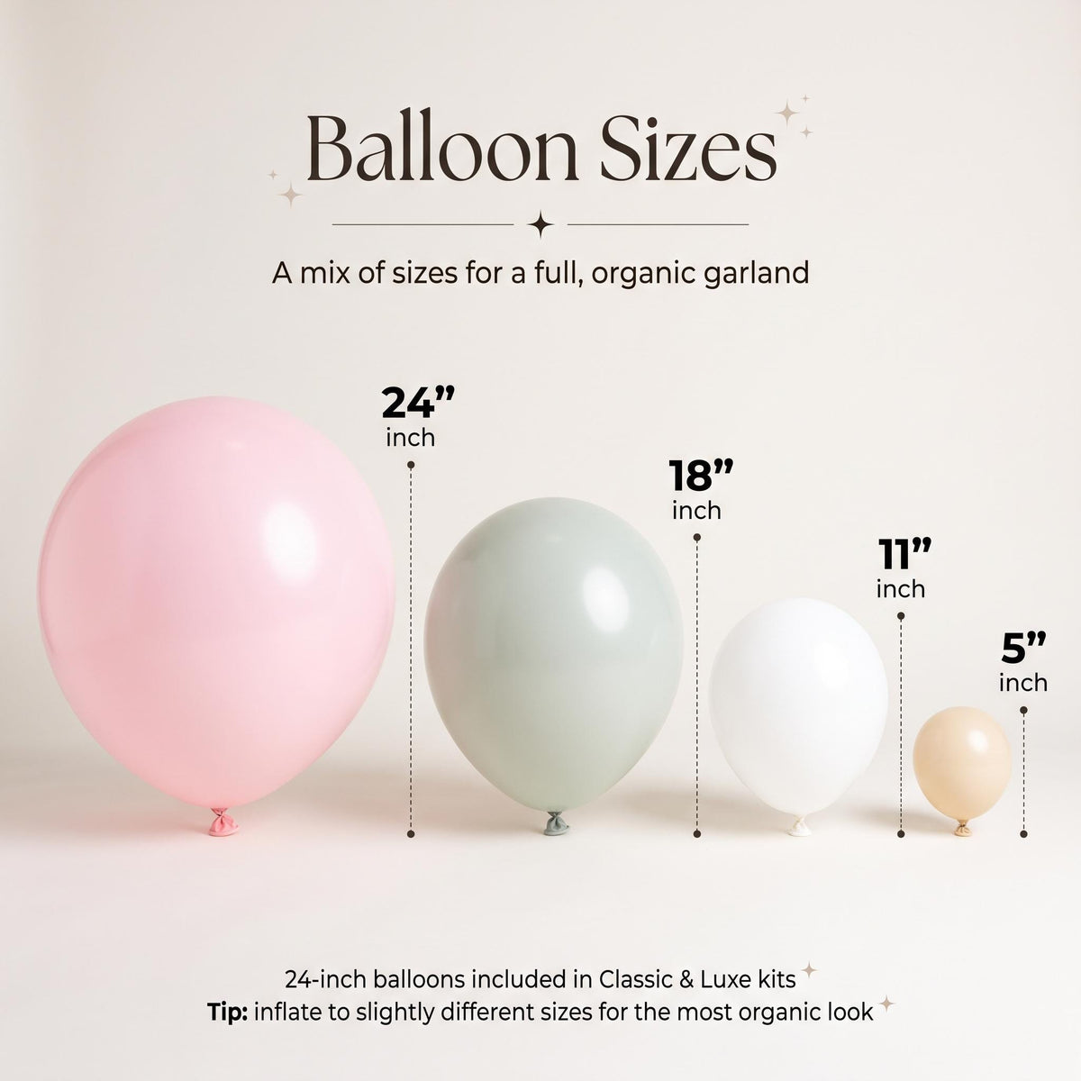 24, 18, 11 and 5 inch balloons in the One Silly Goose (Pink) kit colors