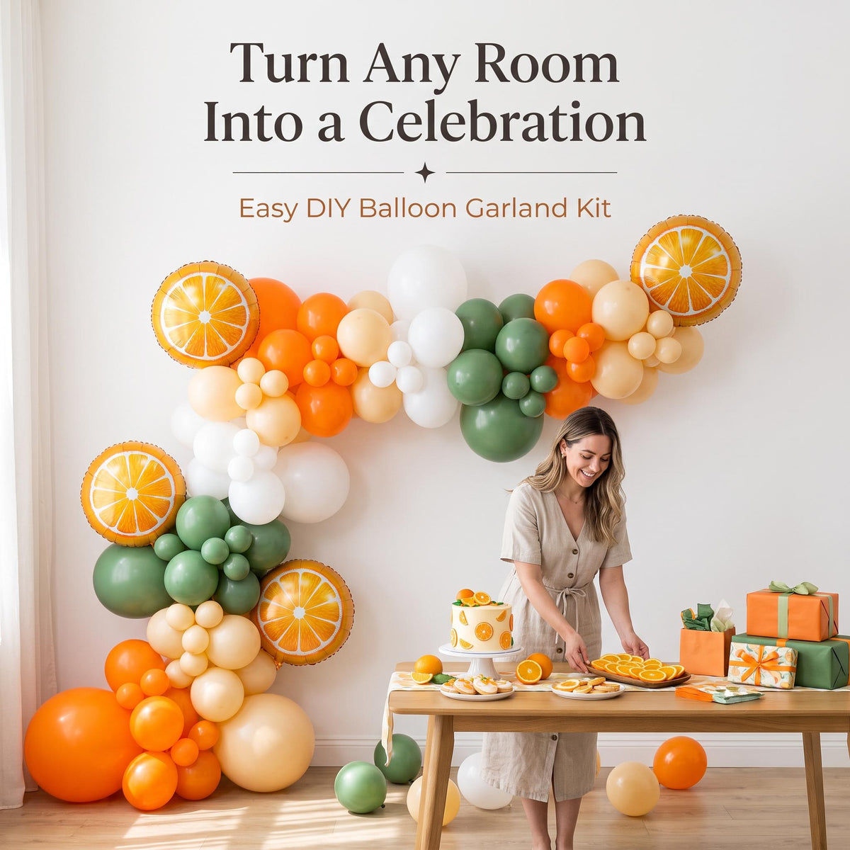 A Little Cutie On The Way balloon garland party setup