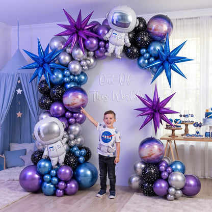 Out Of This World balloon garland styled at a party