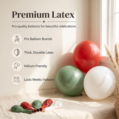 Premium latex balloons in the Little Meatball (Special Delivery Pizza) kit colors