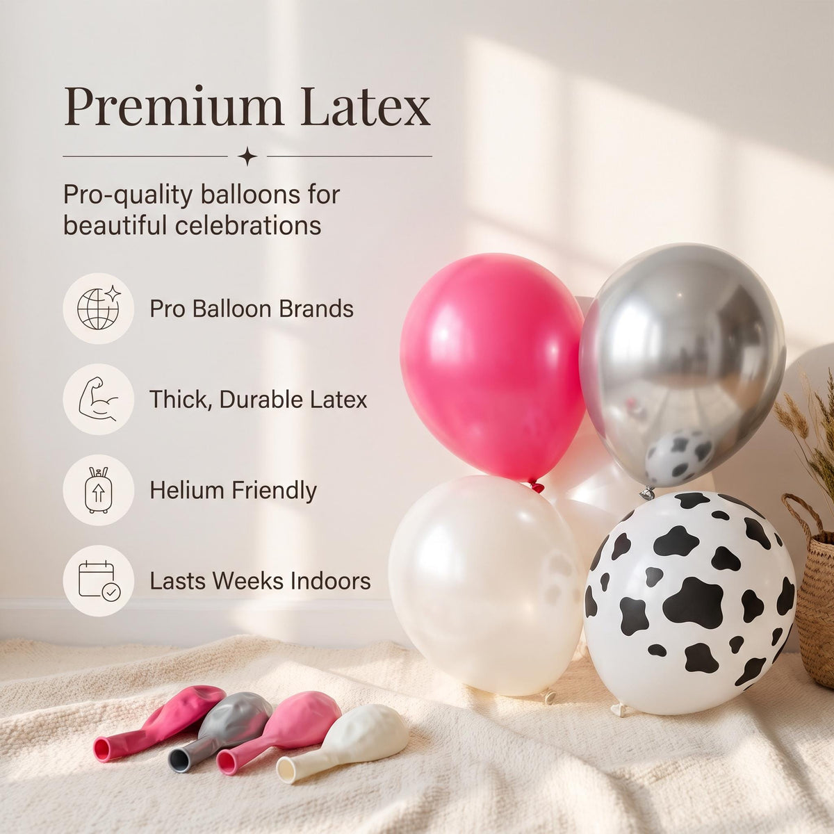 Premium latex balloons in the Disco Cowgirl (Last Rodeo) kit colors