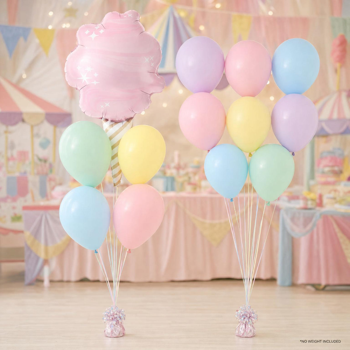 Pastel Circus foil balloon bouquet and latex-only balloon bouquet