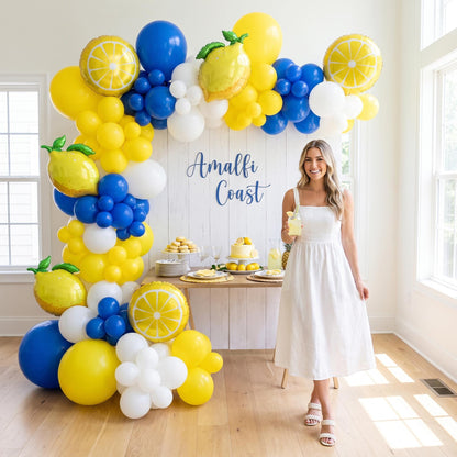 Amalfi Coast balloon garland styled at a party