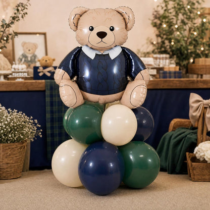 Preppy Teddy Bear balloon tower: 8 latex balloons topped with a Teddy Bear foil