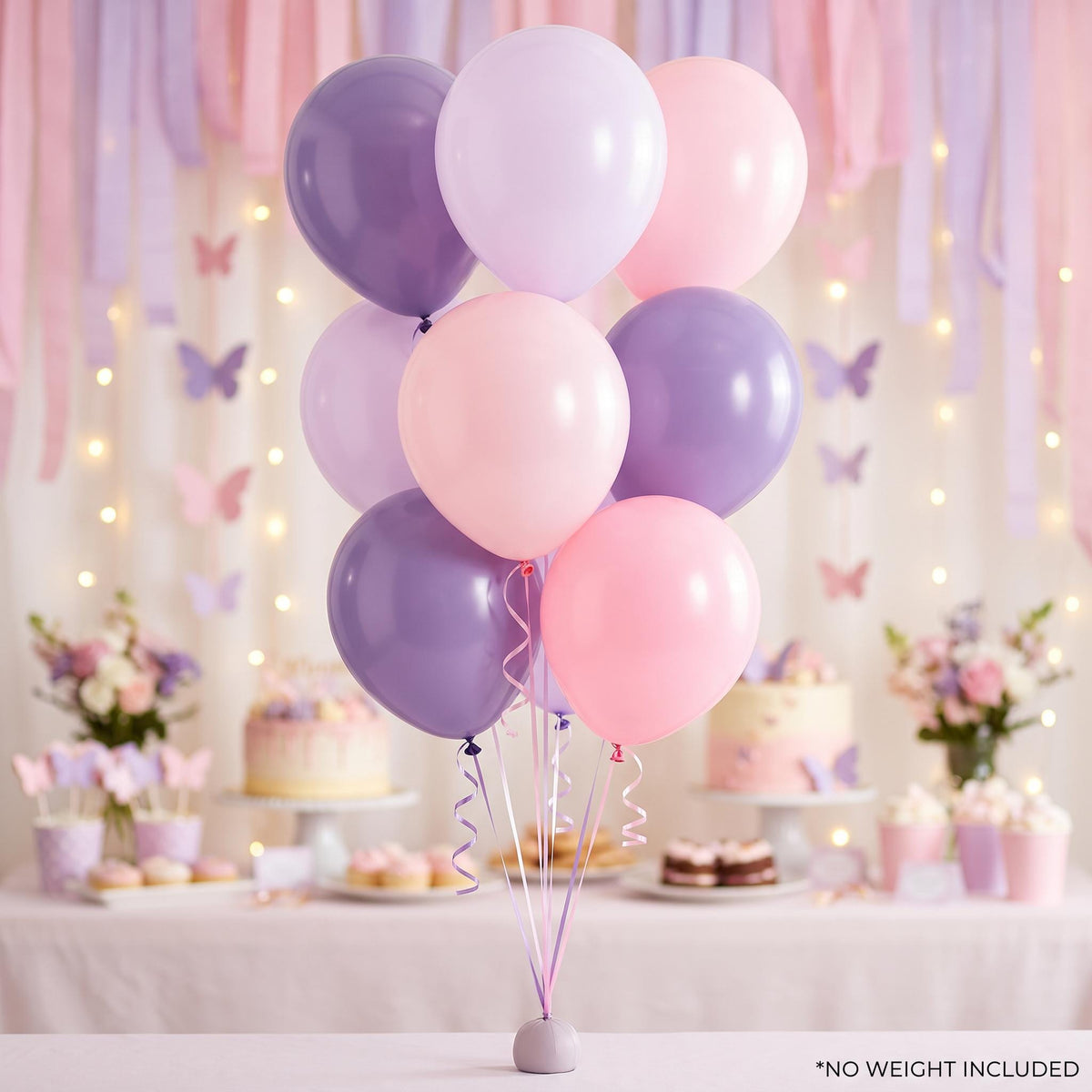 Purple Butterfly latex-only balloon bouquet with ribbon