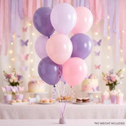 Purple Butterfly latex-only balloon bouquet with ribbon