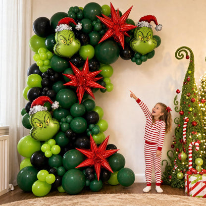 Grinch Whoville Christmas (Licensed) balloon garland styled at a party