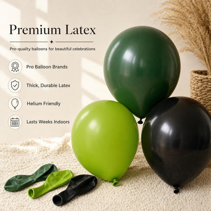 Premium latex balloons in the Grinch Whoville Christmas (Licensed) kit colors