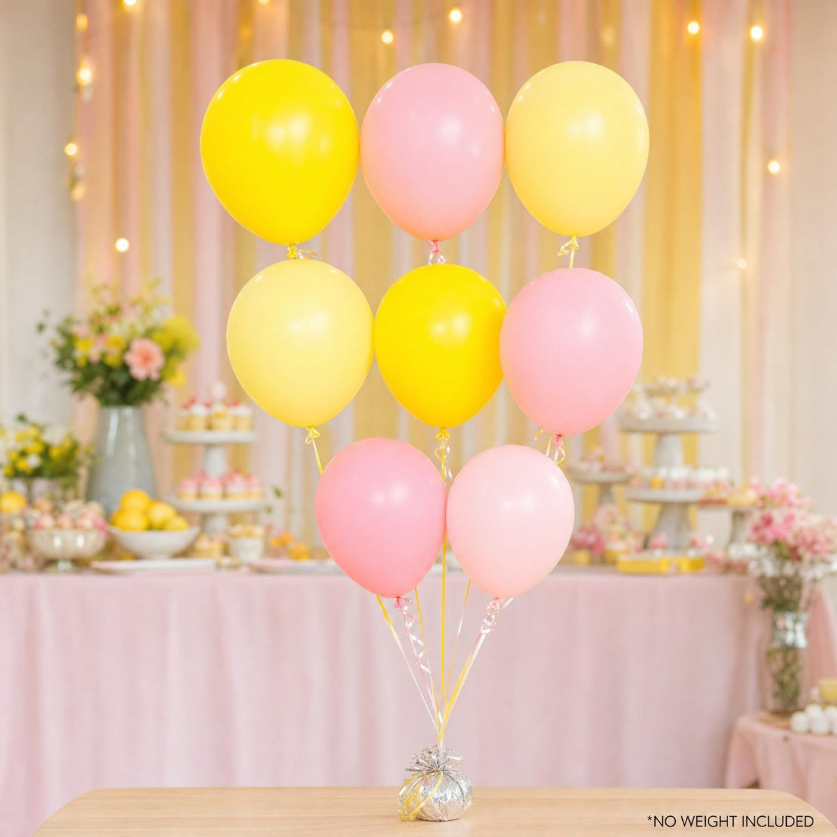 A Little Lemon latex-only balloon bouquet with ribbon