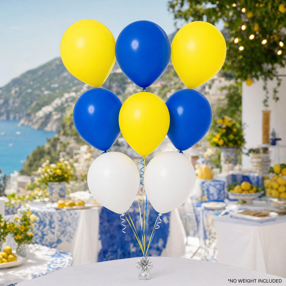 Amalfi Coast latex-only balloon bouquet with ribbon