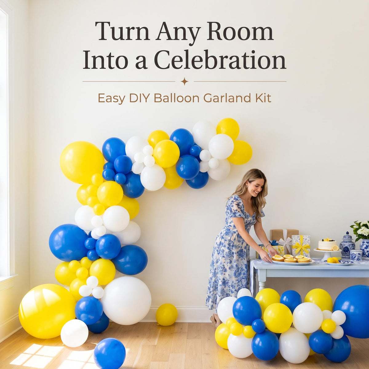Amalfi Coast balloon garland party setup